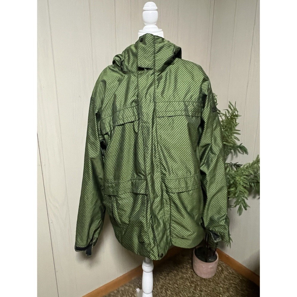 Bonfire Snowboarding Company 2009 Green Squares Jacket Zip Size Large Men's 20th
